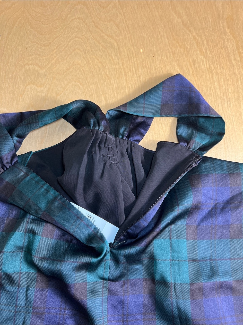 Ann Taylor Navy and Teal Plaid Halter Top size XXSP - Picture 4 of 7